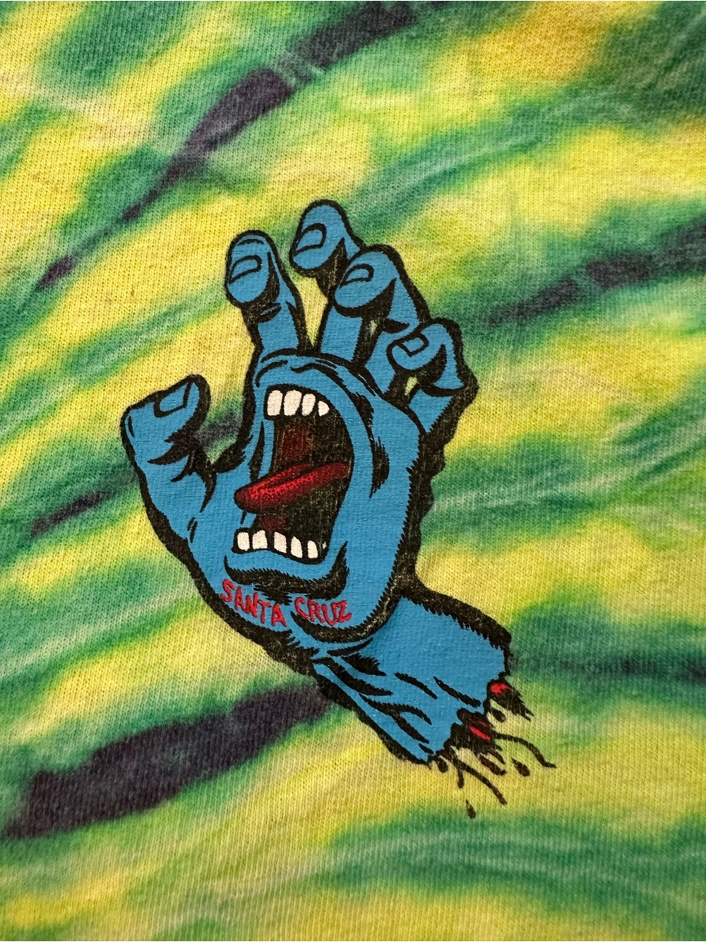 Santa Cruz Green and Yellow Tie-Dye Tee with Chest Logo Men’s Medium - Picture 2 of 4